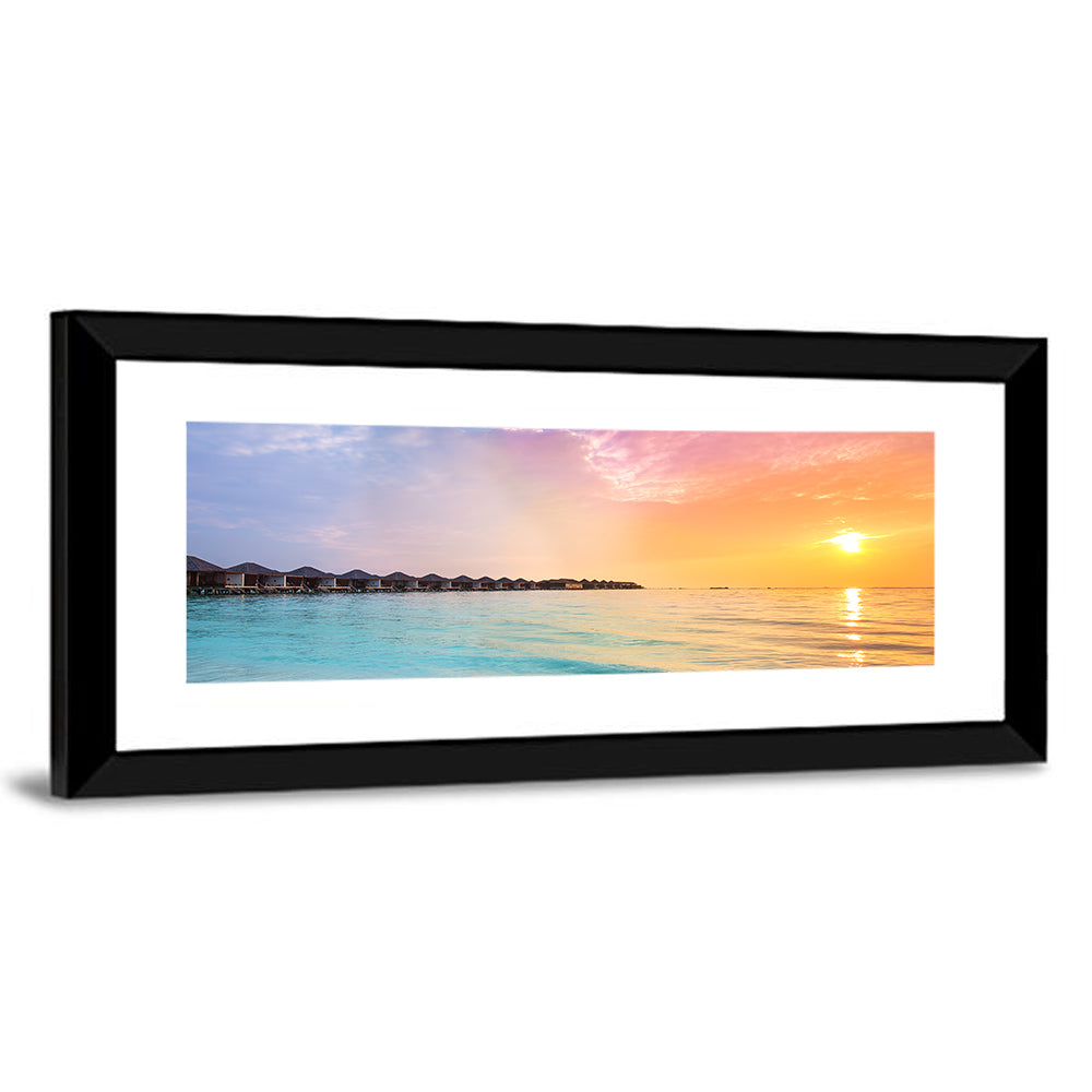 Overwater Bungalows at Sunset Wall Art