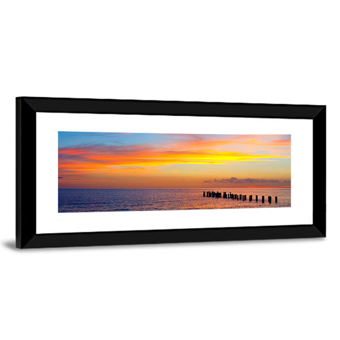 Naples Pier at Sunset Wall Art as a framed print