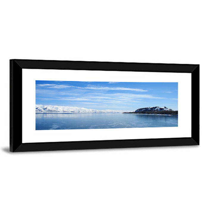 Lake Sevan in Winter Wall Art as a framed print
