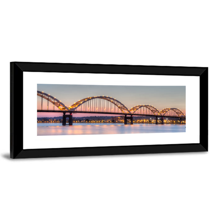 Centennial Bridge at Twilight Wall Art as a framed print