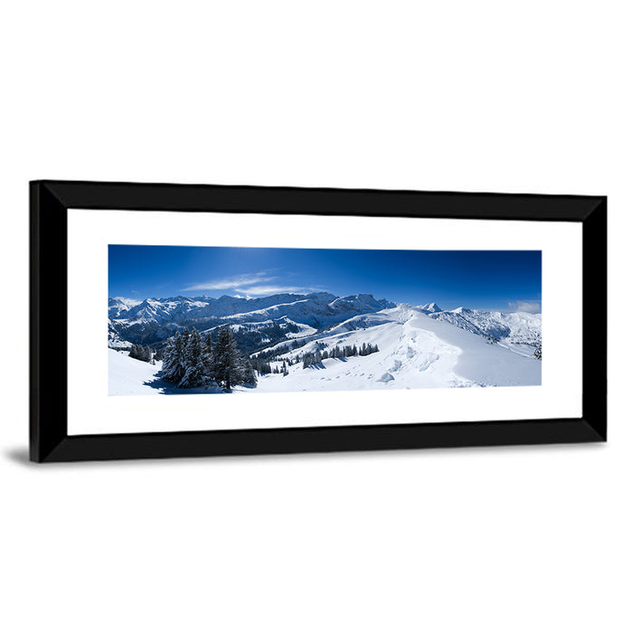 Snowy Bernese Alps Wall Art as a framed print