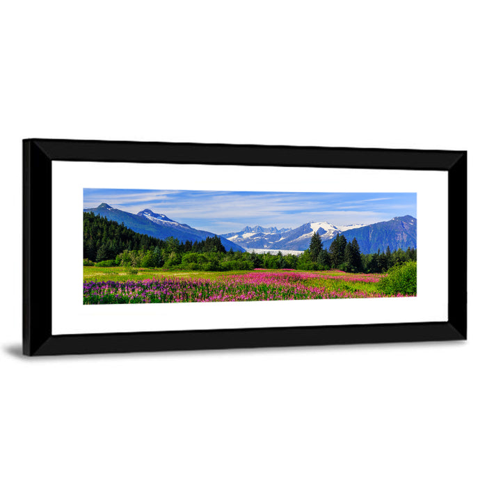 Juneau Meadow with Mendenhall Glacier Wall Art as a framed print