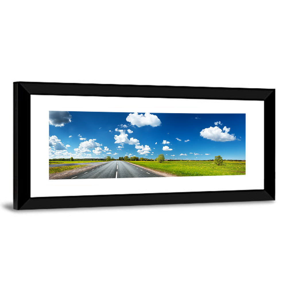 Asphalt Road Through Meadow Wall Art