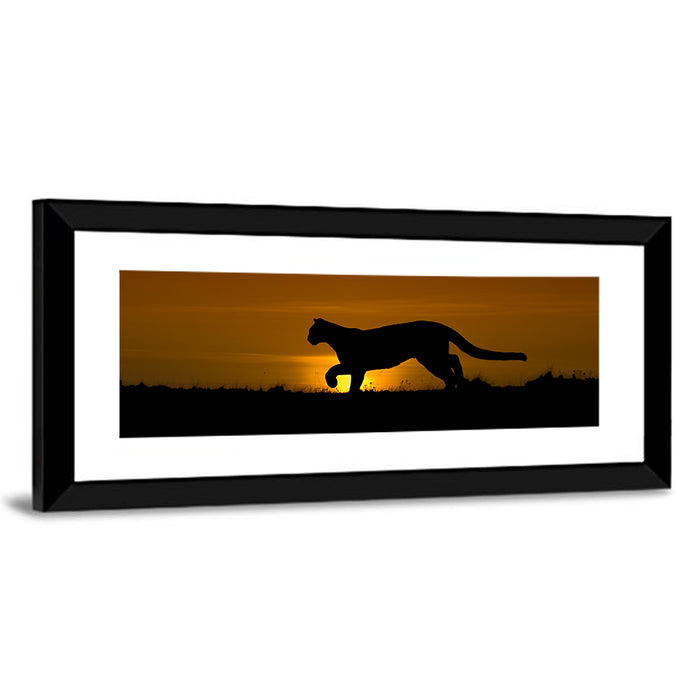 Cougar Silhouette at Sunset Wall Art as a framed print