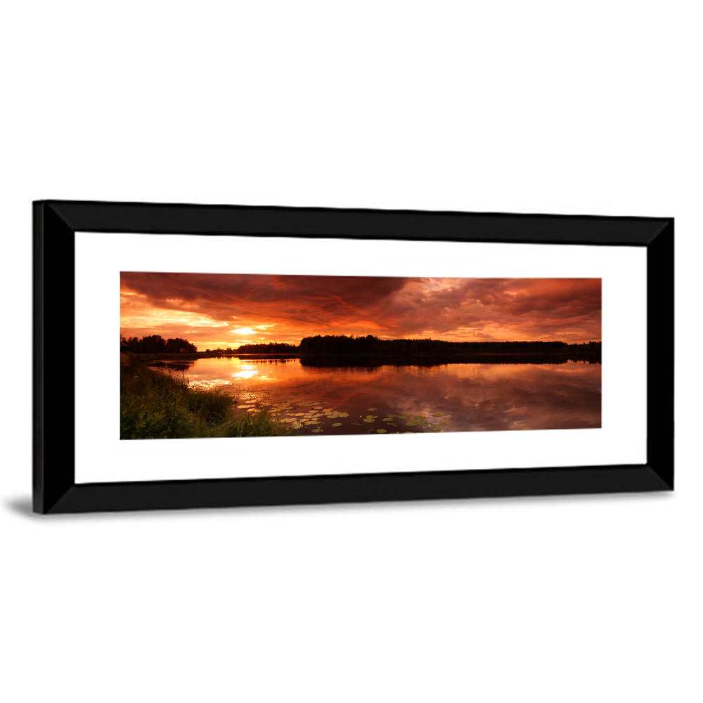 Sunset Lake Reflection Wall Art