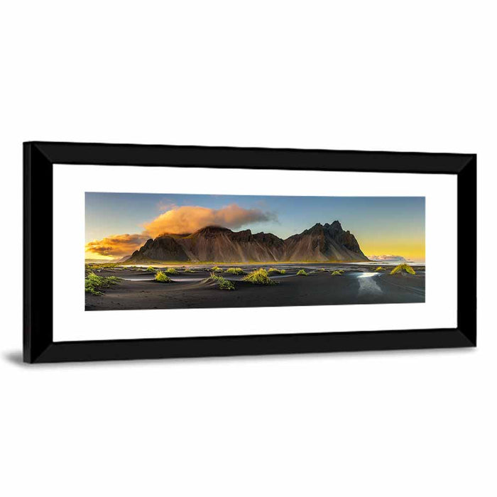 Vestrahorn Black Sand Sunrise Wall Art as a framed print