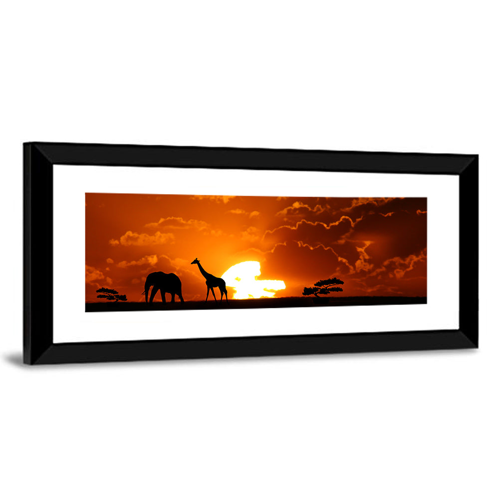Safari Sunset Silhouettes Wall Art