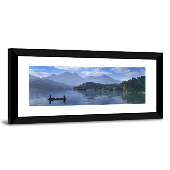 Sun Moon Lake Morning Mist Wall Art as a framed print