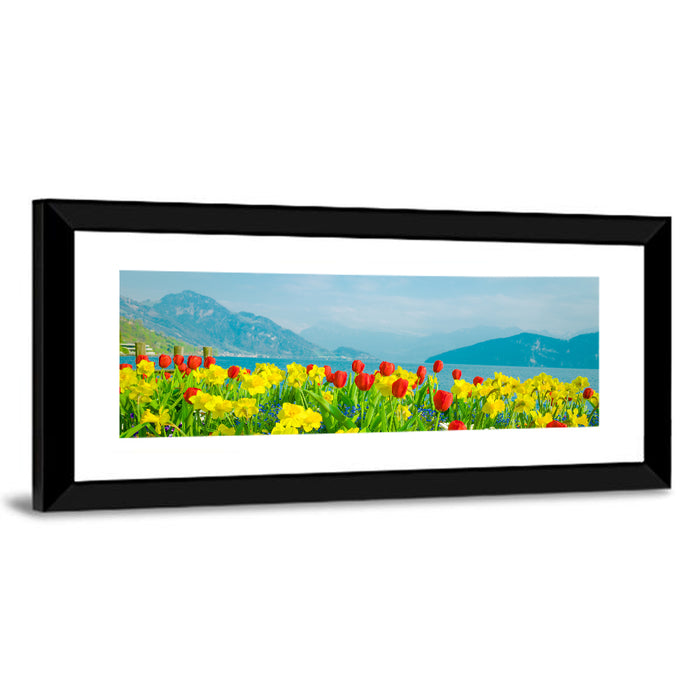 Lake Lucerne Daffodils Wall Art as a framed print
