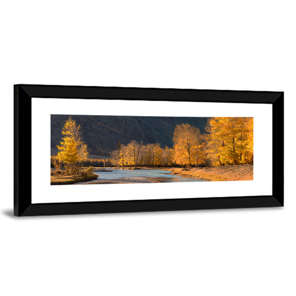 Autumn River Through Golden Forest Wall Art