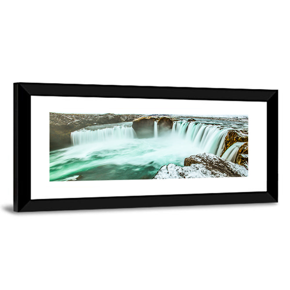 Goðafoss Winter Waterfall Wall Art