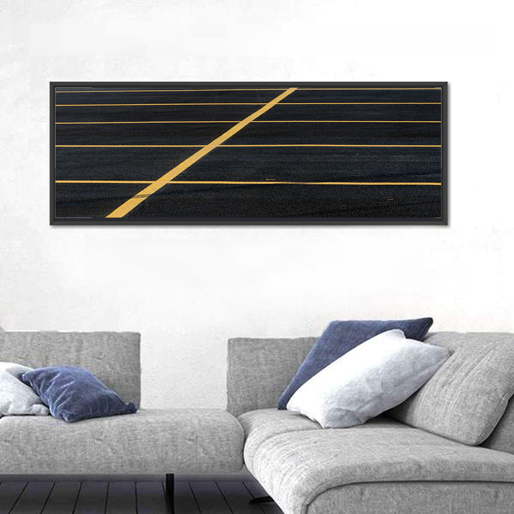 Parking Lot Lines Wall Art in a room, panoramic