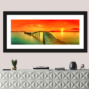 Sea Pier Sunset Wall Art