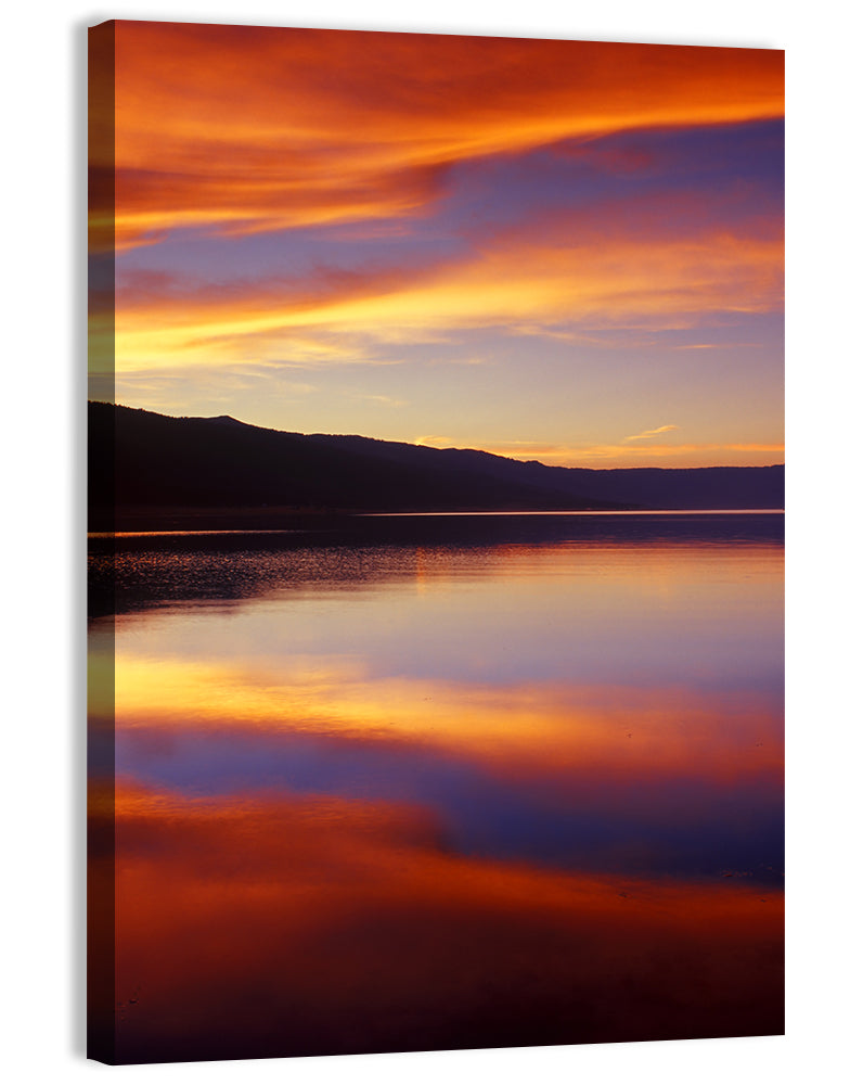 Cloudy Lake Sunset Wall Art