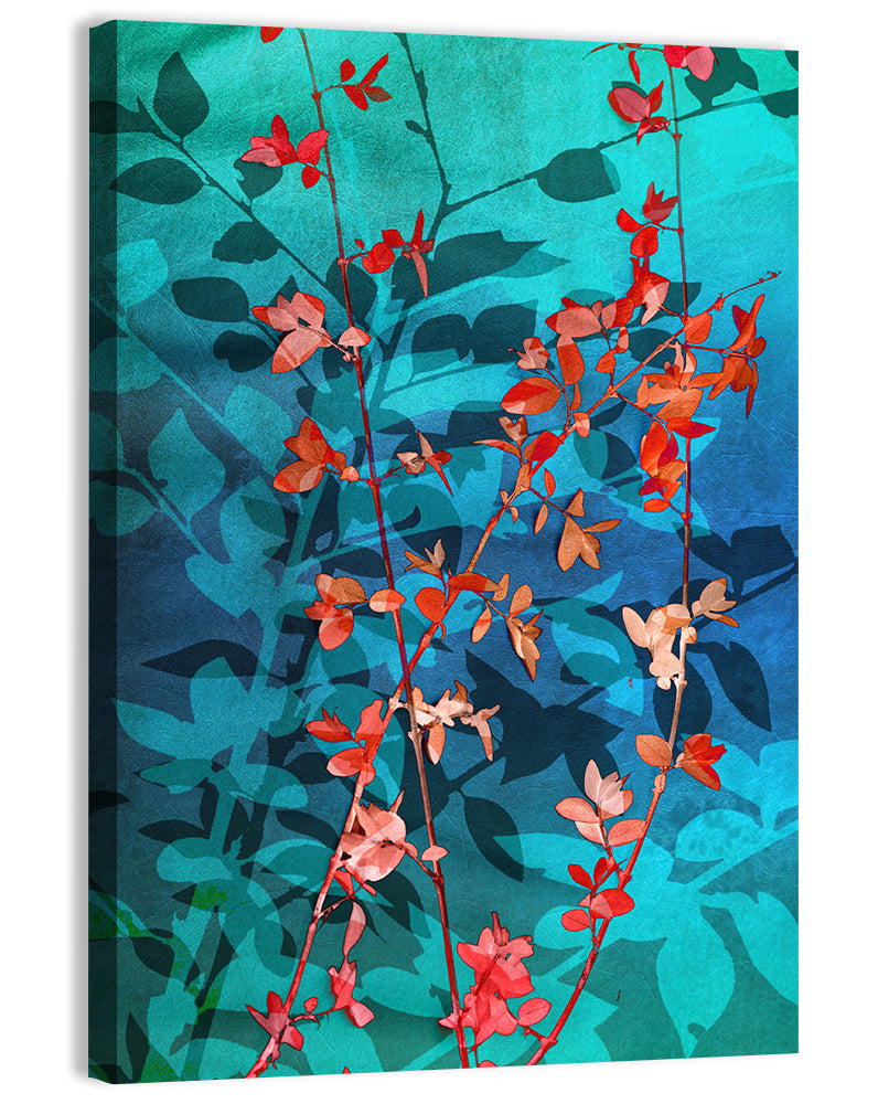 Red Leaf Branches Wall Art