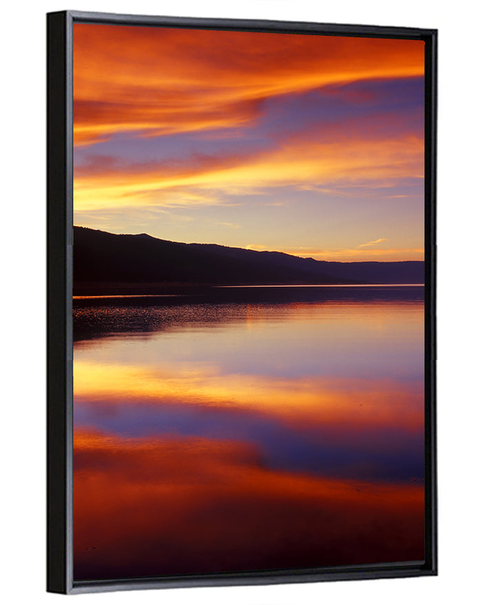 Dusk Over Mountain Lake Wall Art as a framed canvas