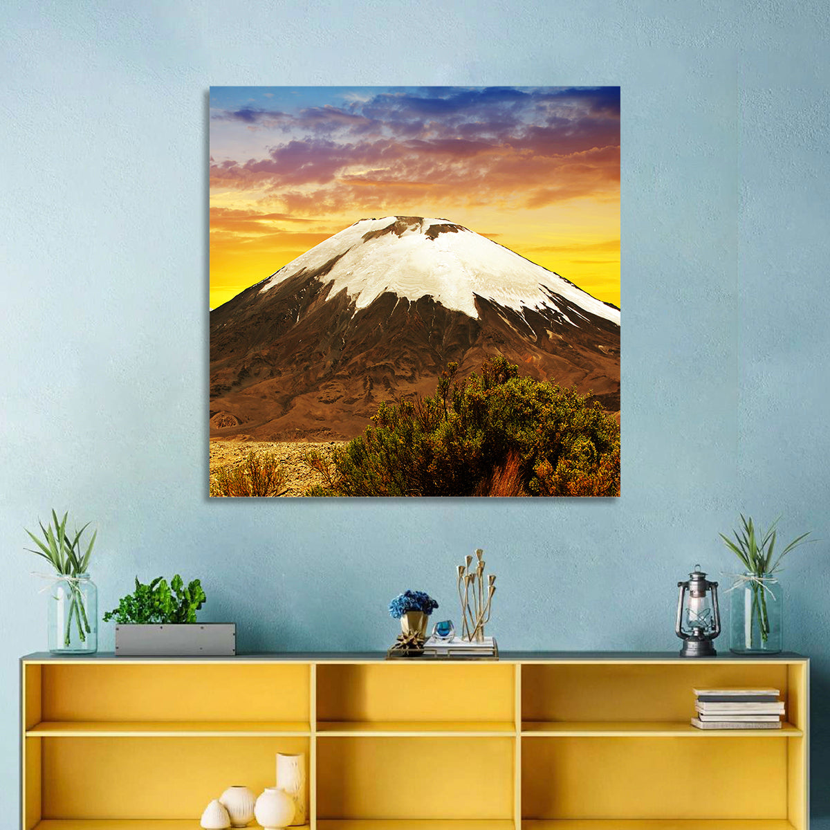 Parinacota Volcano Wall Art in a room, square