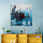 Rainy Abstract Skyline Reflection Wall Art