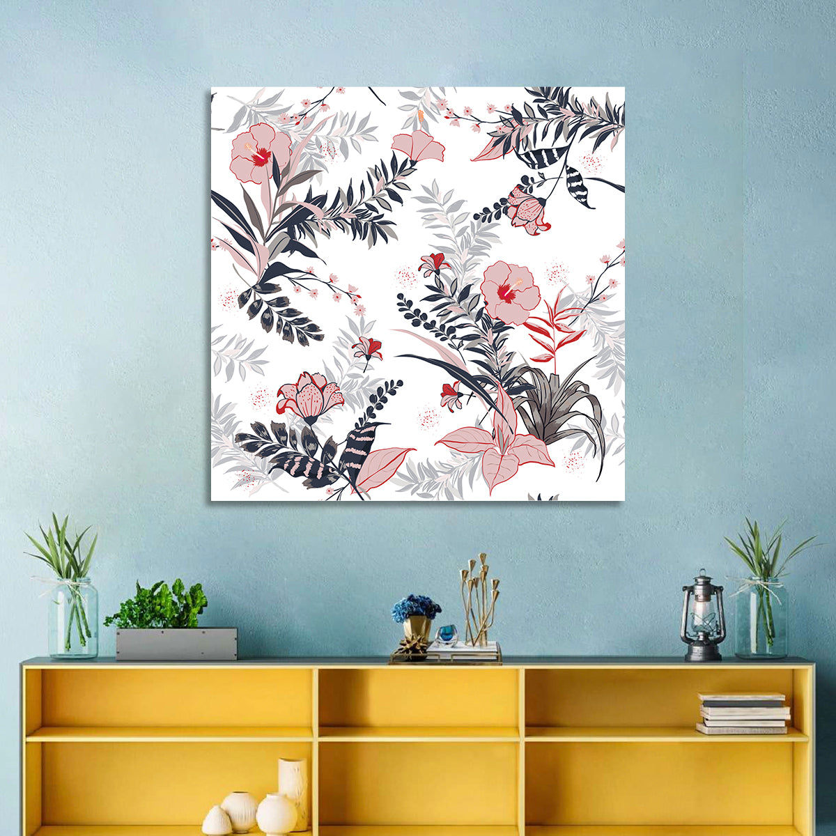 Tropical Hibiscus Pattern Wall Art