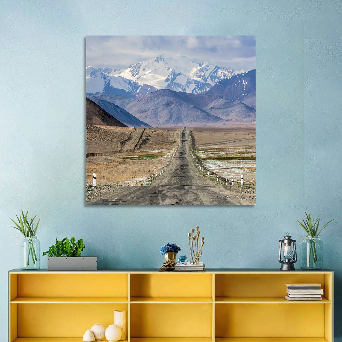 Pamir Mountain Road Wall Art in a room, square