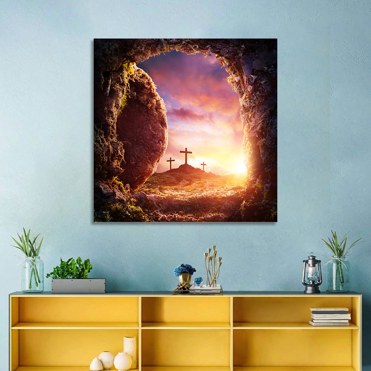 Three Crosses at Sunrise Wall Art