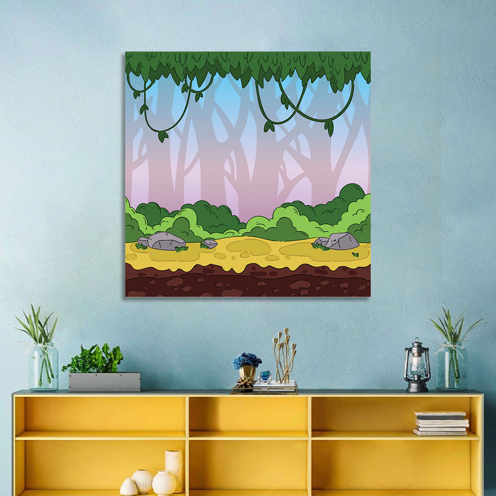 Playful Jungle Path Illustration Wall Art