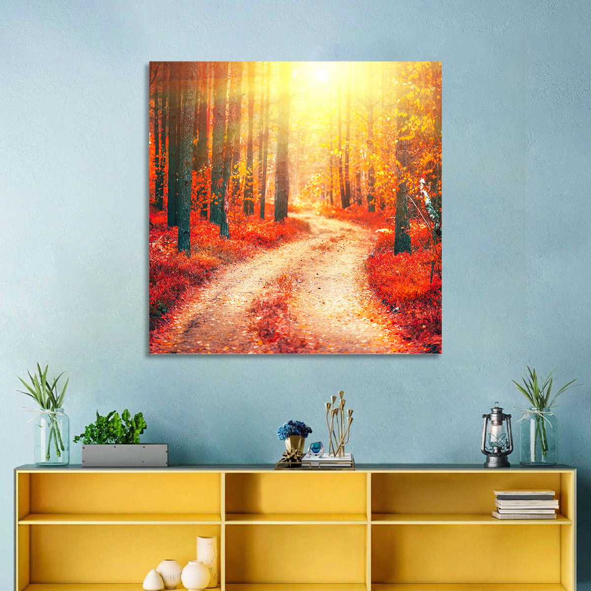 Golden Path Through Autumn Woods Wall Art