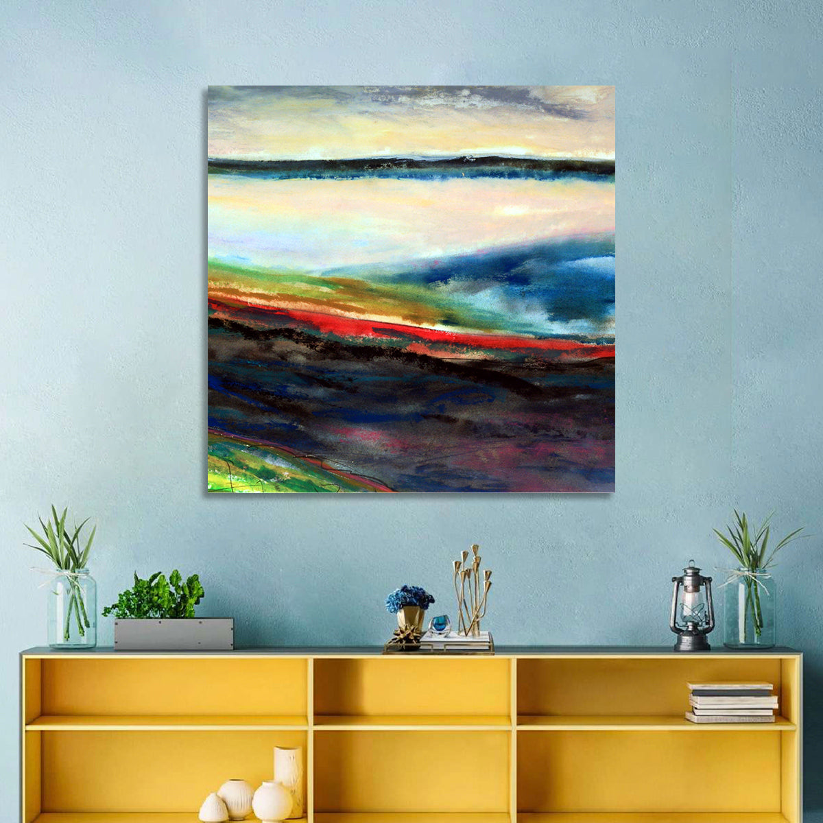 Moody Horizon Stripe Abstract Landscape Wall Art