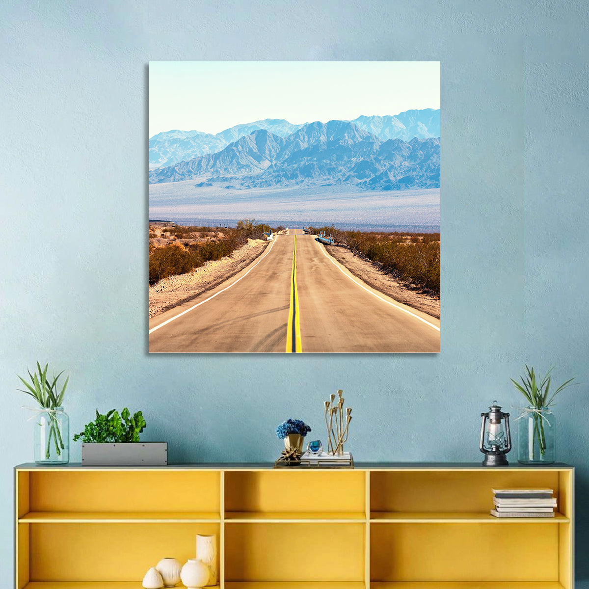 Mojave Desert Route 66 Wall Art in a room, square