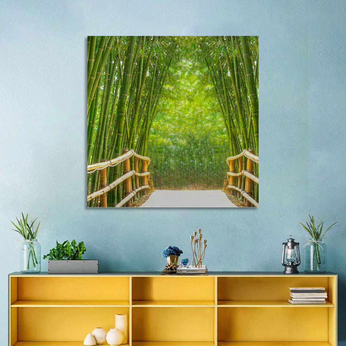 Bamboo Alley Wall Art in a room, square
