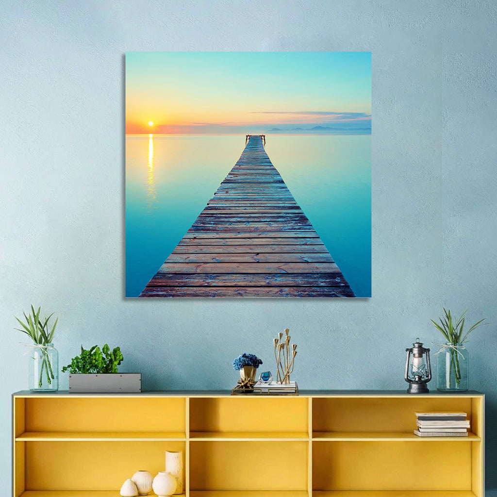Wooden Footbridge at Sunset Wall Art