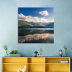 Golden Mist Mountain Lake Wall Art