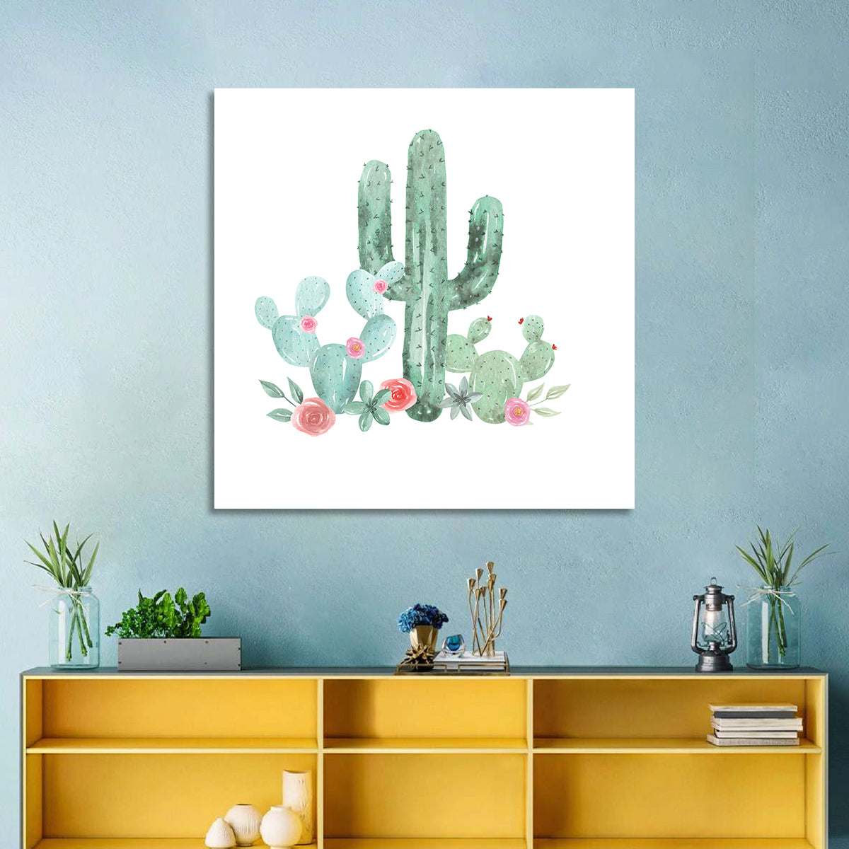 Watercolor Cactus Bouquet Wall Art