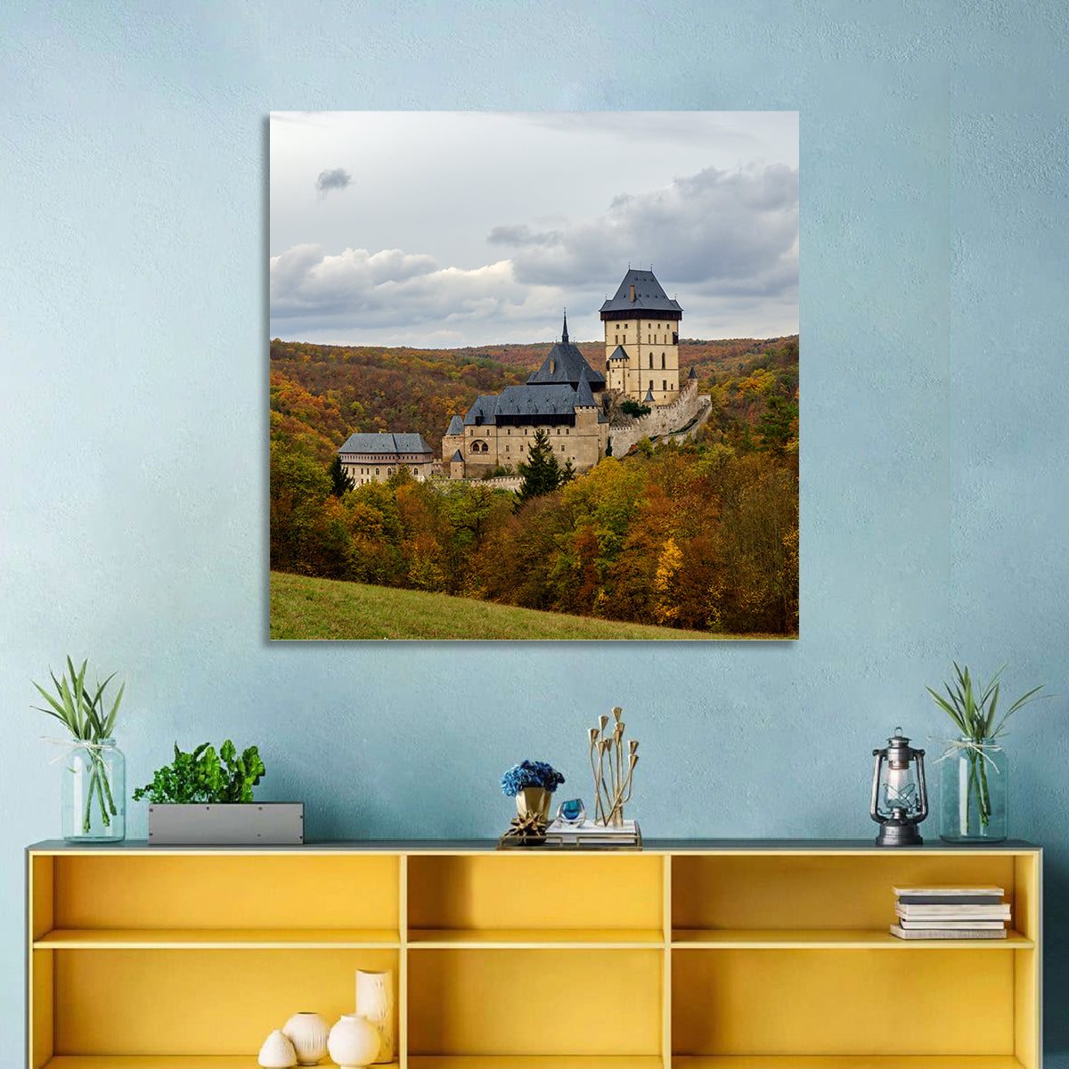 Karlštejn Castle in Autumn Forest Wall Art