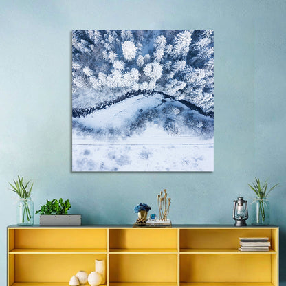 Snowy Forest Stream Wall Art