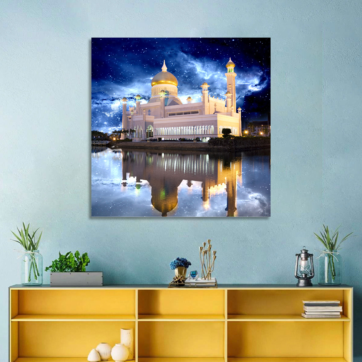 Omar Ali Saifuddien Mosque at Night Wall Art