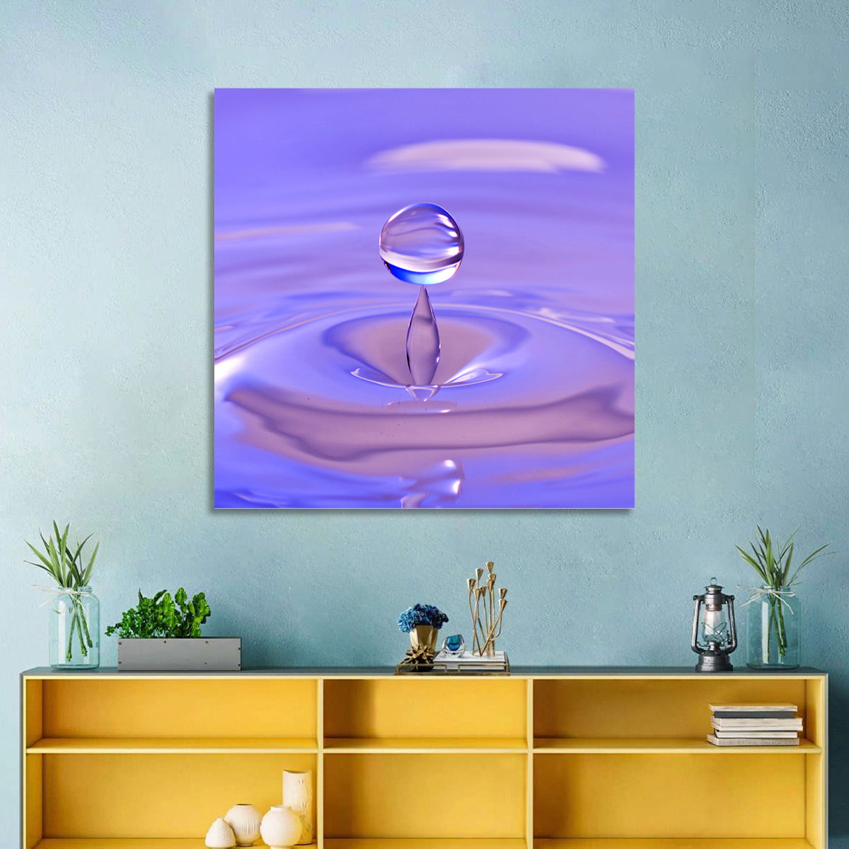 Purple Water Droplet Splash Wall Art