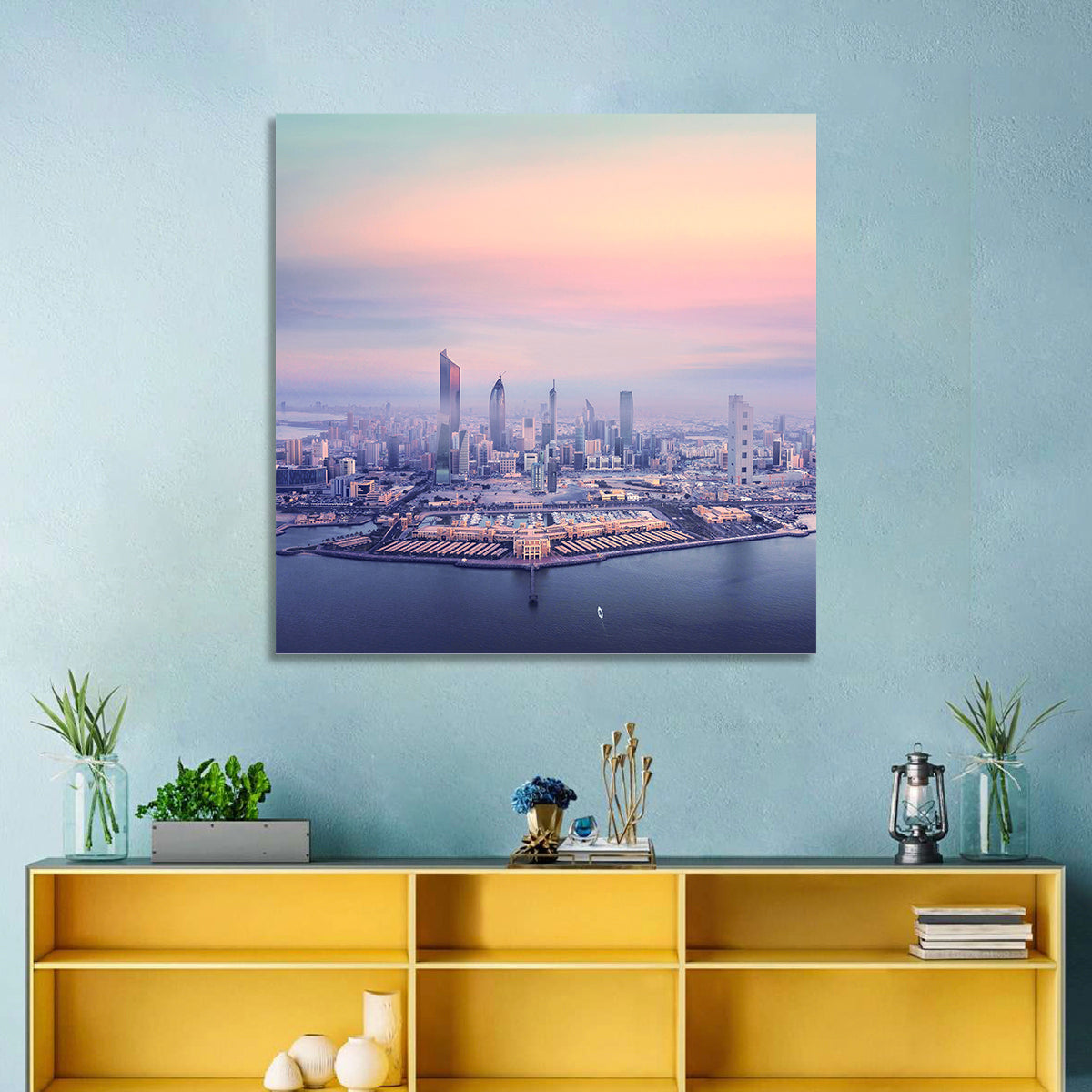 Foggy Kuwait Skyline Wall Art