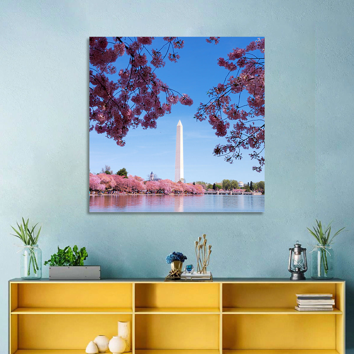 Washington Monument with Cherry Blossoms Wall Art