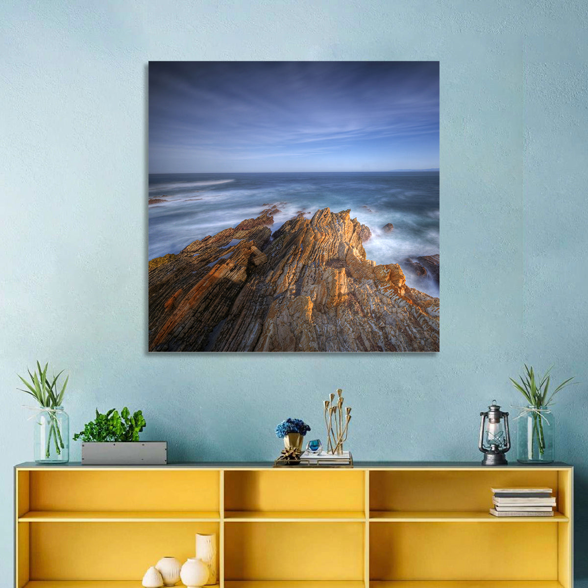 Montana De Oro Golden Coastline Wall Art in a room, square