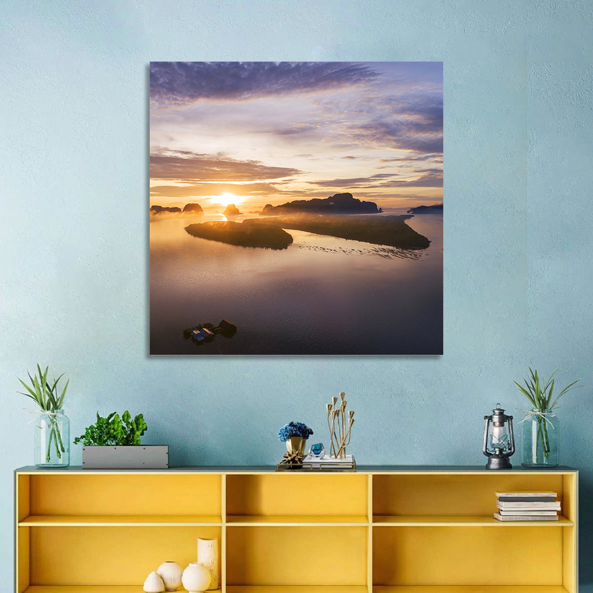Phang Nga Bay Sunrise Wall Art in a room, square
