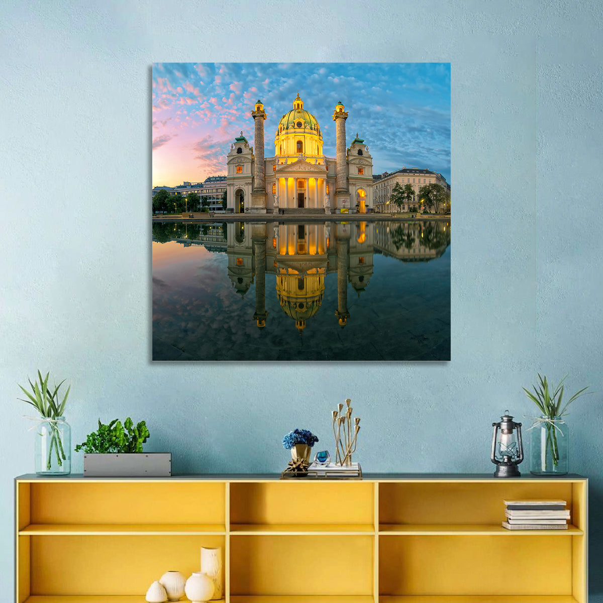 Karlskirche Golden Hour Reflection Wall Art