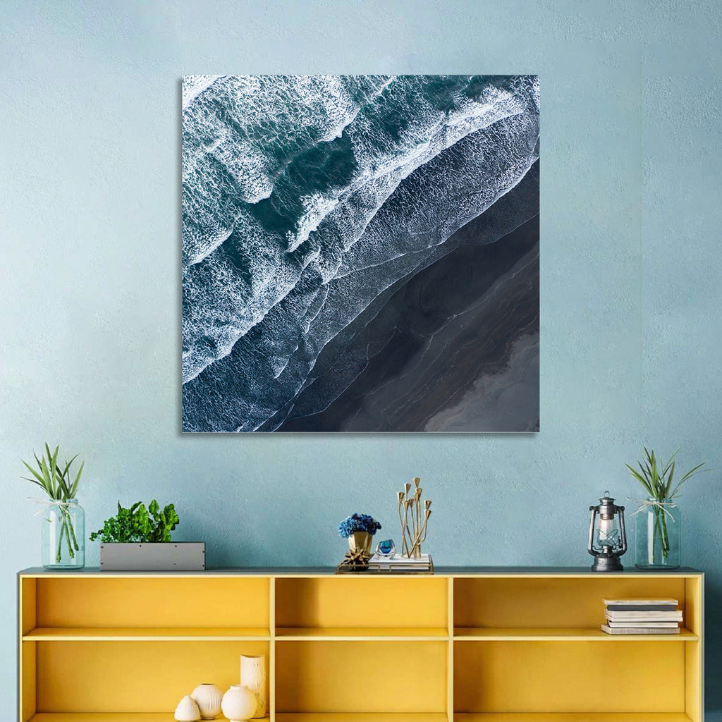 Volcanic Surf on Black Sand Wall Art