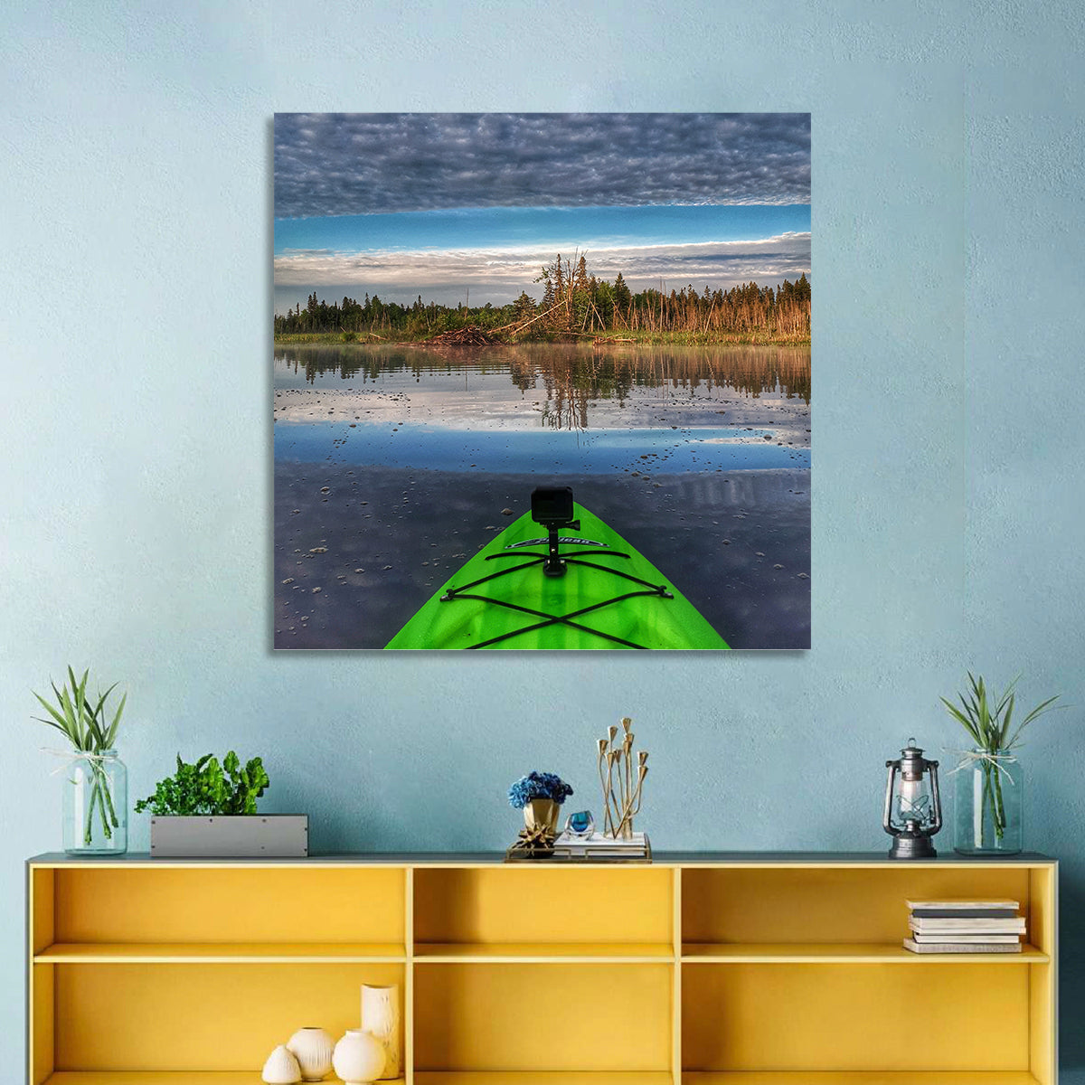 Crown Land Kayak View Ontario Wall Art in a room, square