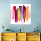 Fuchsia and Gold Brush Strokes Wall Art