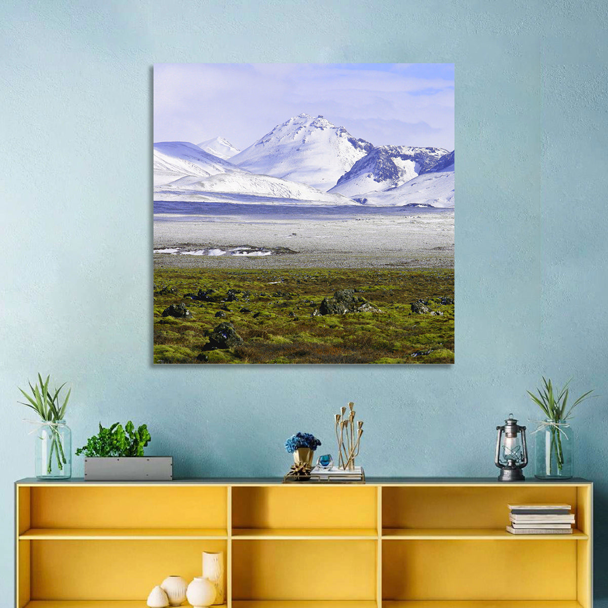 Icelandic Snow and Moss Landscape Wall Art