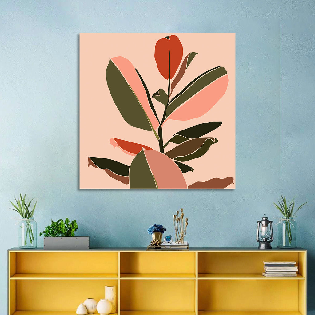 Ficus Leaves Silhouette Wall Art