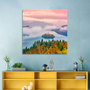 Foggy Bled Lake Wall Art