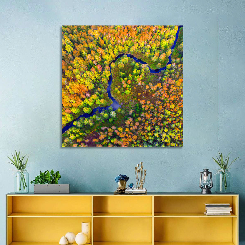 Winding Autumn River Wall Art
