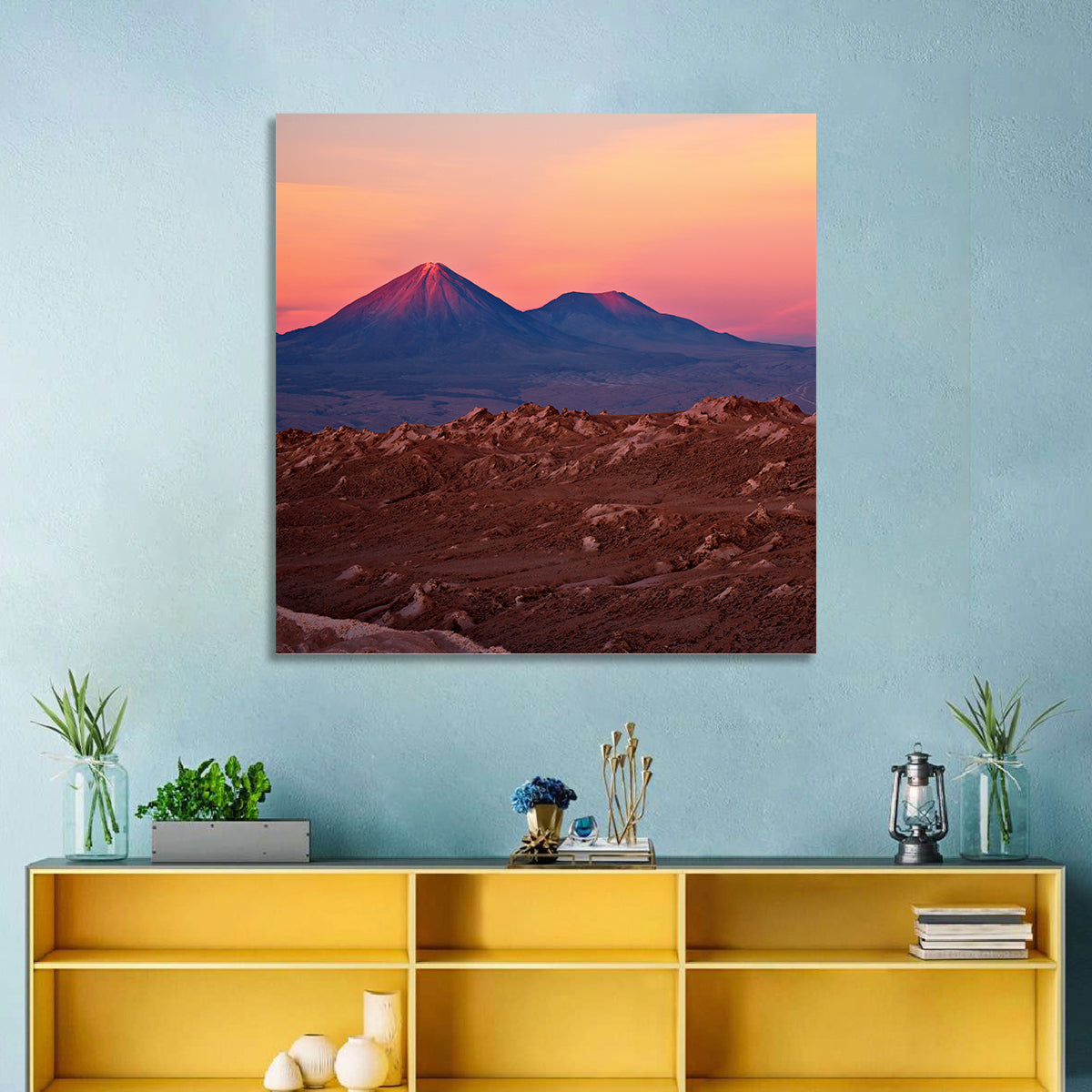 Valle De La Luna, Licancabur Volcano Wall Art in a room, square